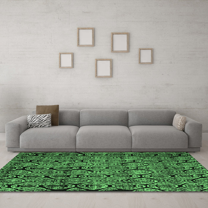 Machine Washable Abstract Emerald Green Modern Area Rugs in a Living Room,, wshabs5136emgrn