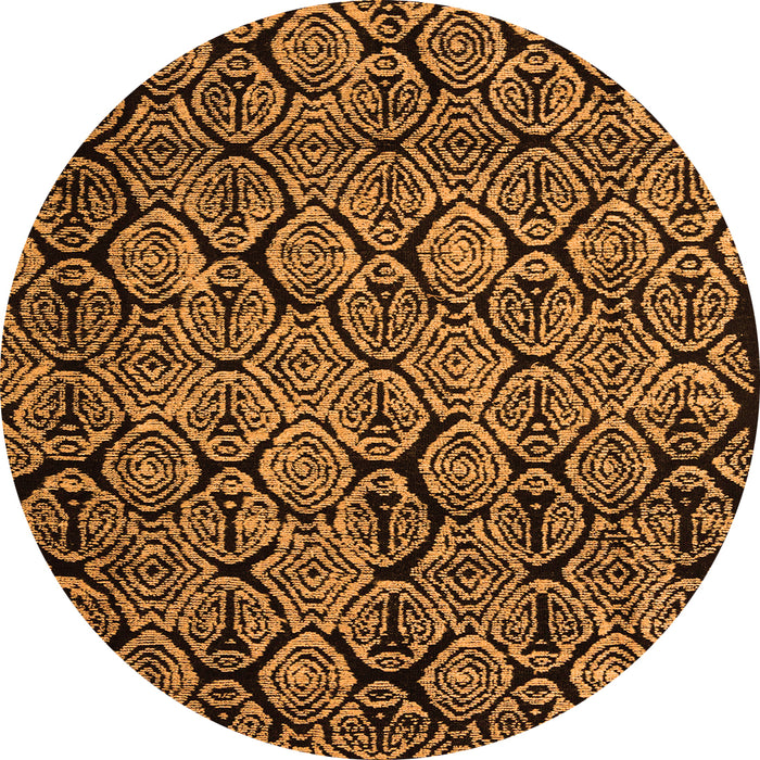 Round Machine Washable Abstract Orange Modern Area Rugs, wshabs5136org
