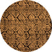 Round Machine Washable Abstract Orange Modern Area Rugs, wshabs5136org