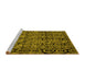 Sideview of Machine Washable Abstract Yellow Modern Rug, wshabs5136yw