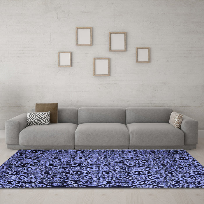 Machine Washable Abstract Blue Modern Rug in a Living Room, wshabs5136blu
