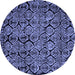 Round Abstract Blue Modern Rug, abs5136blu