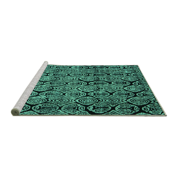 Sideview of Machine Washable Abstract Turquoise Modern Area Rugs, wshabs5136turq