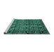 Sideview of Machine Washable Abstract Turquoise Modern Area Rugs, wshabs5136turq