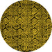 Round Abstract Yellow Modern Rug, abs5136yw