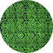 Round Abstract Green Modern Rug, abs5136grn