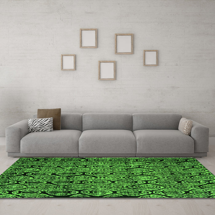 Machine Washable Abstract Green Modern Area Rugs in a Living Room,, wshabs5136grn