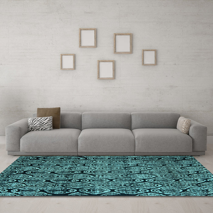 Machine Washable Abstract Light Blue Modern Rug in a Living Room, wshabs5136lblu