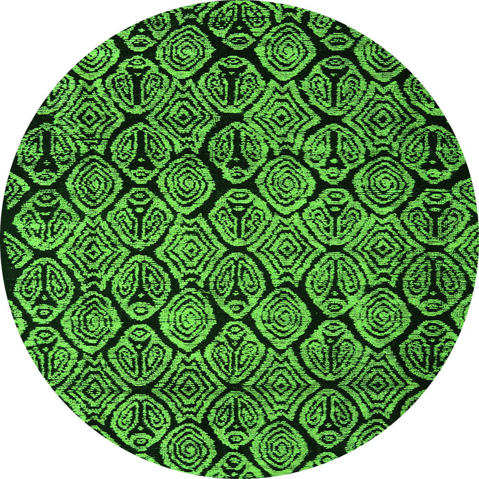 Round Machine Washable Abstract Green Modern Area Rugs, wshabs5136grn
