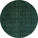 Round Abstract Turquoise Modern Rug, abs5137turq