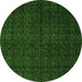 Round Machine Washable Abstract Green Modern Area Rugs, wshabs5137grn