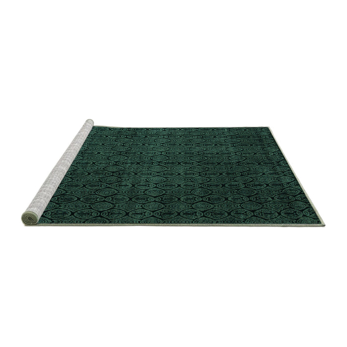 Sideview of Machine Washable Abstract Turquoise Modern Area Rugs, wshabs5137turq