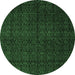 Round Abstract Emerald Green Modern Rug, abs5137emgrn