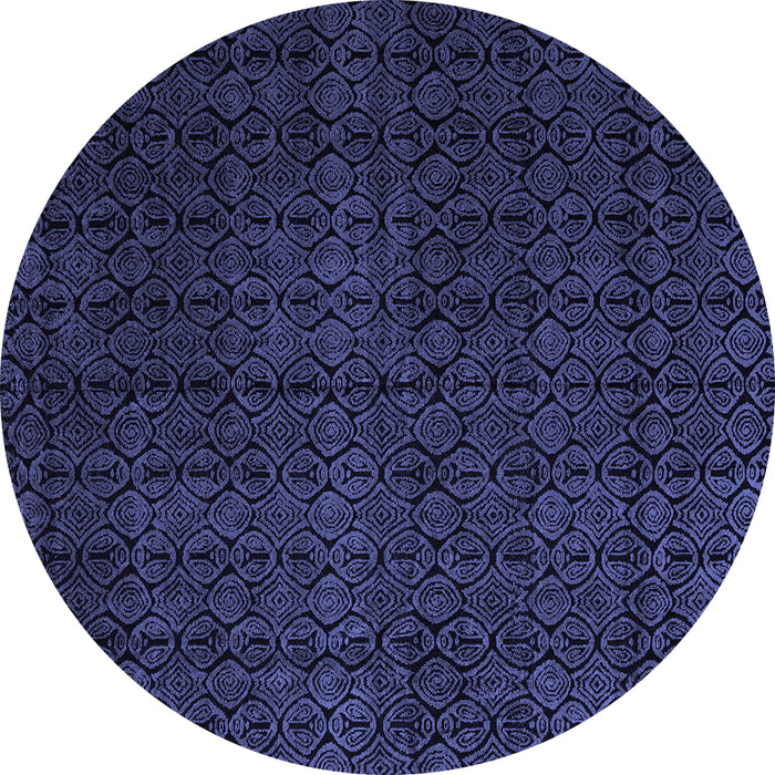 Round Abstract Blue Modern Rug, abs5137blu