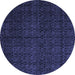 Round Abstract Blue Modern Rug, abs5137blu