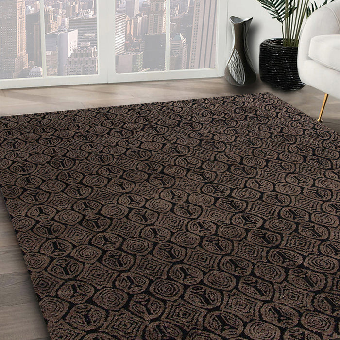 Abstract Coffee Brown Modern Rug in Family Room, abs5137