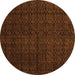 Round Machine Washable Abstract Orange Modern Area Rugs, wshabs5137org