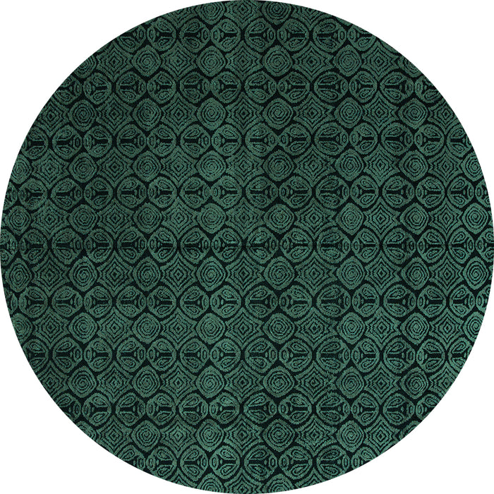 Round Machine Washable Abstract Turquoise Modern Area Rugs, wshabs5137turq