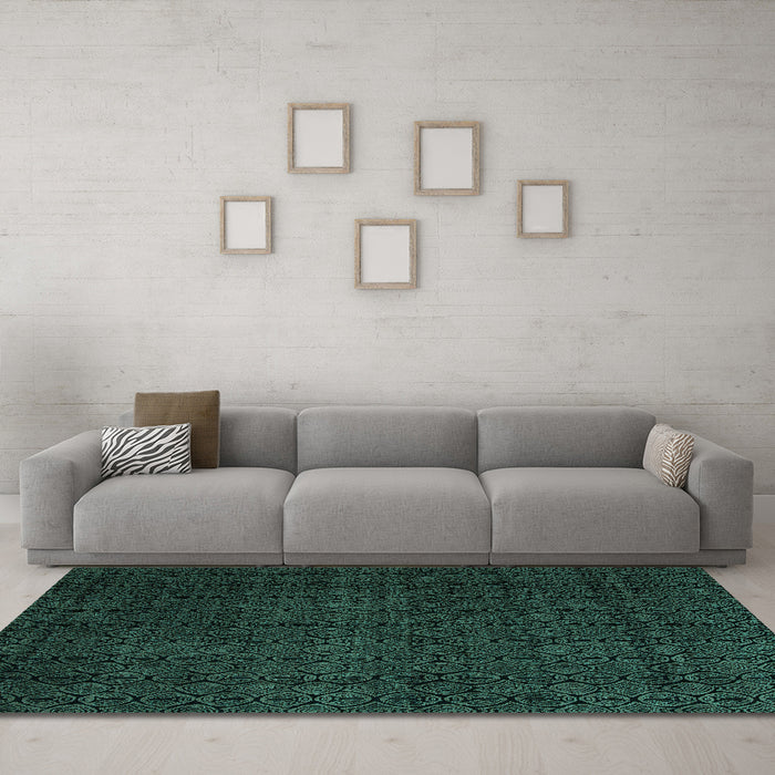Machine Washable Abstract Turquoise Modern Area Rugs in a Living Room,, wshabs5137turq