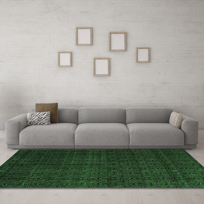 Machine Washable Abstract Emerald Green Modern Area Rugs in a Living Room,, wshabs5137emgrn