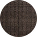 Round Machine Washable Abstract Coffee Brown Rug, wshabs5137