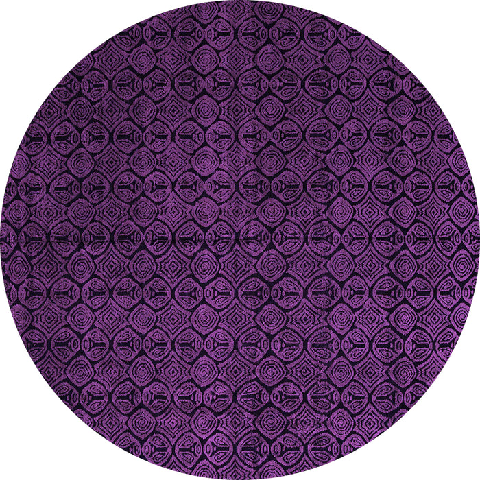 Round Machine Washable Abstract Purple Modern Area Rugs, wshabs5137pur