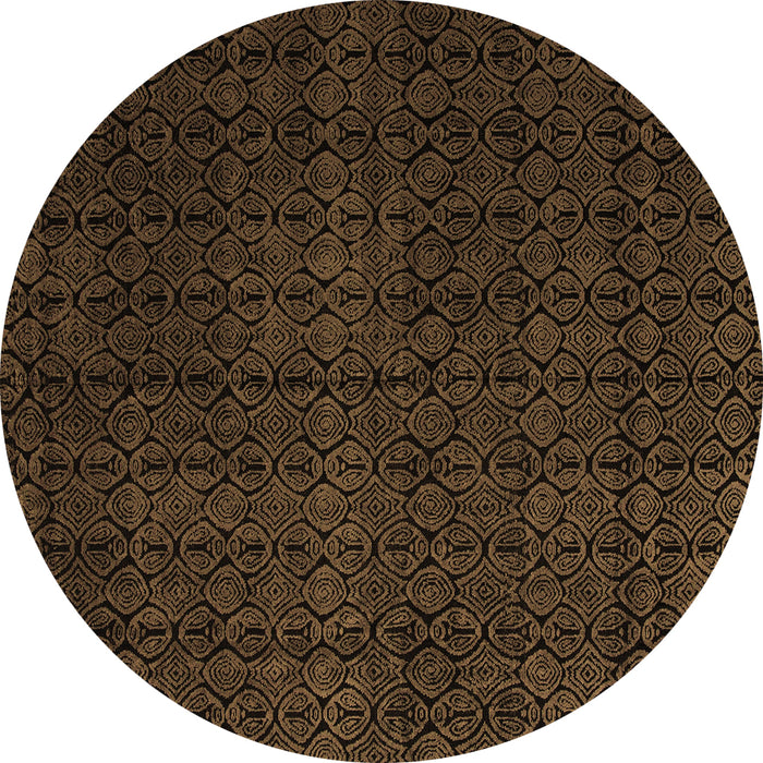 Round Machine Washable Abstract Brown Modern Rug, wshabs5137brn