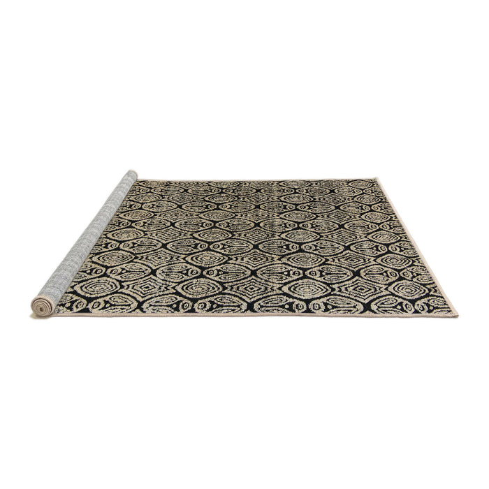 Sideview of Machine Washable Abstract Dark Coffee Brown Rug, wshabs5138