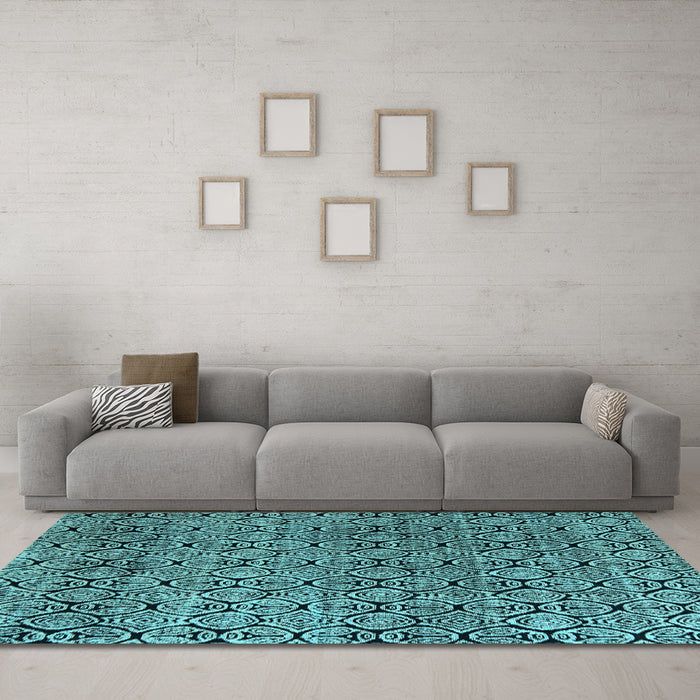 Machine Washable Abstract Light Blue Modern Rug in a Living Room, wshabs5138lblu