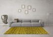 Machine Washable Abstract Yellow Modern Rug in a Living Room, wshabs5138yw