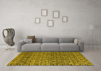 Machine Washable Abstract Yellow Modern Rug, wshabs5138yw