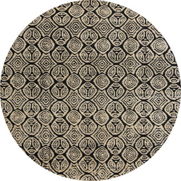 Round Machine Washable Abstract Dark Coffee Brown Rug, wshabs5138