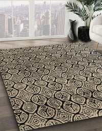 Abstract Dark Coffee Brown Modern Rug, abs5138