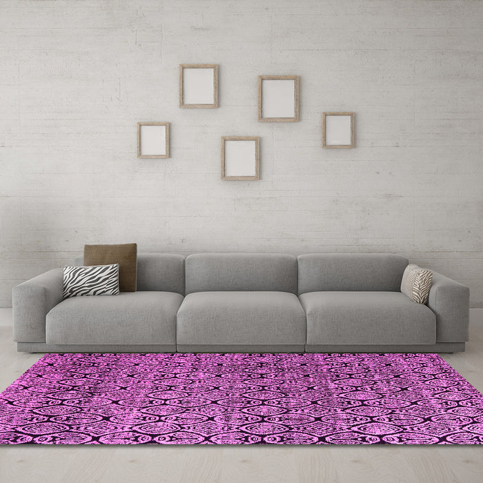 Machine Washable Abstract Pink Modern Rug in a Living Room, wshabs5138pnk