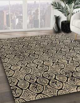 Abstract Dark Coffee Brown Modern Rug in Family Room, abs5138