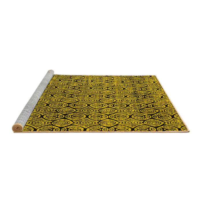 Sideview of Machine Washable Abstract Yellow Modern Rug, wshabs5138yw