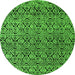 Round Machine Washable Abstract Green Modern Area Rugs, wshabs5138grn