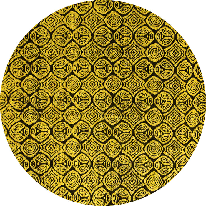 Round Abstract Yellow Modern Rug, abs5138yw
