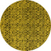 Round Abstract Yellow Modern Rug, abs5138yw