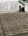 Abstract Dark Coffee Brown Modern Rug in Family Room, abs5138