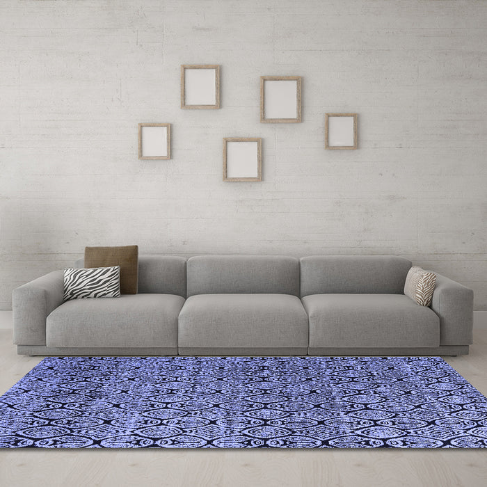 Machine Washable Abstract Blue Modern Rug in a Living Room, wshabs5138blu