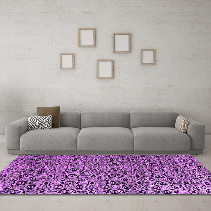 Machine Washable Abstract Purple Modern Area Rugs in a Living Room, wshabs5138pur