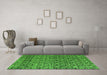 Machine Washable Abstract Green Modern Area Rugs in a Living Room,, wshabs5138grn