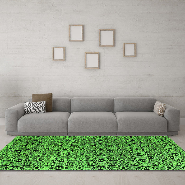 Machine Washable Abstract Green Modern Area Rugs in a Living Room,, wshabs5138grn