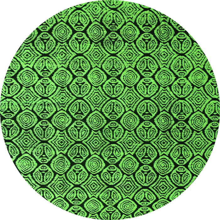 Round Abstract Green Modern Rug, abs5138grn