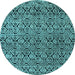 Round Abstract Light Blue Modern Rug, abs5138lblu