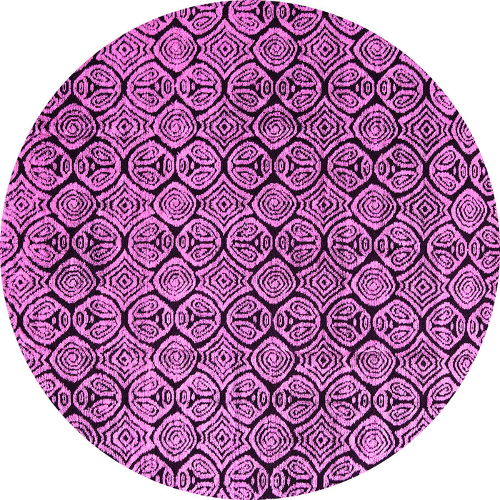 Round Machine Washable Abstract Pink Modern Rug, wshabs5138pnk