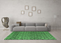 Machine Washable Abstract Emerald Green Modern Rug, wshabs5138emgrn