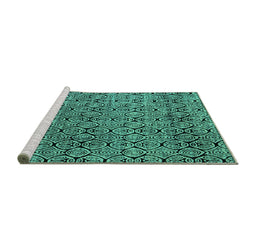 Sideview of Machine Washable Abstract Turquoise Modern Area Rugs, wshabs5138turq
