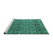 Sideview of Machine Washable Abstract Turquoise Modern Area Rugs, wshabs5138turq